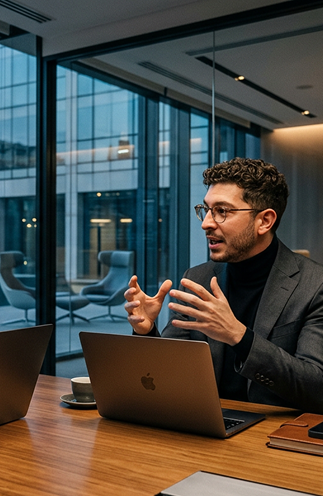 Laferla colleague presenting at a desk